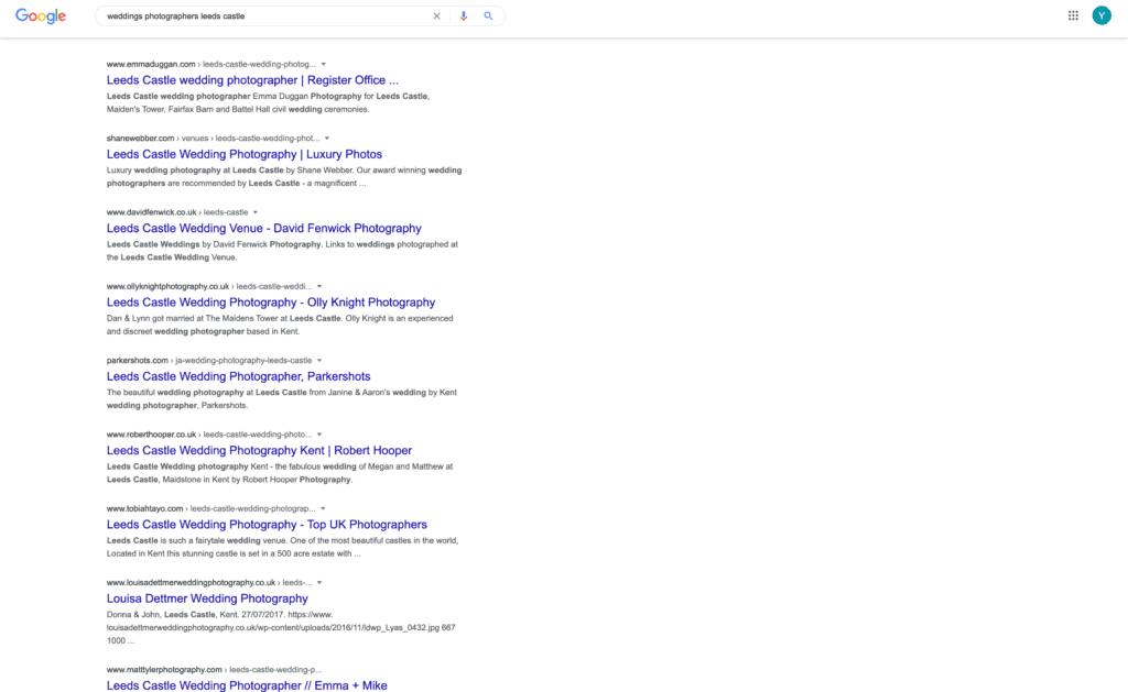 An example of a search engine result for something specific using Google