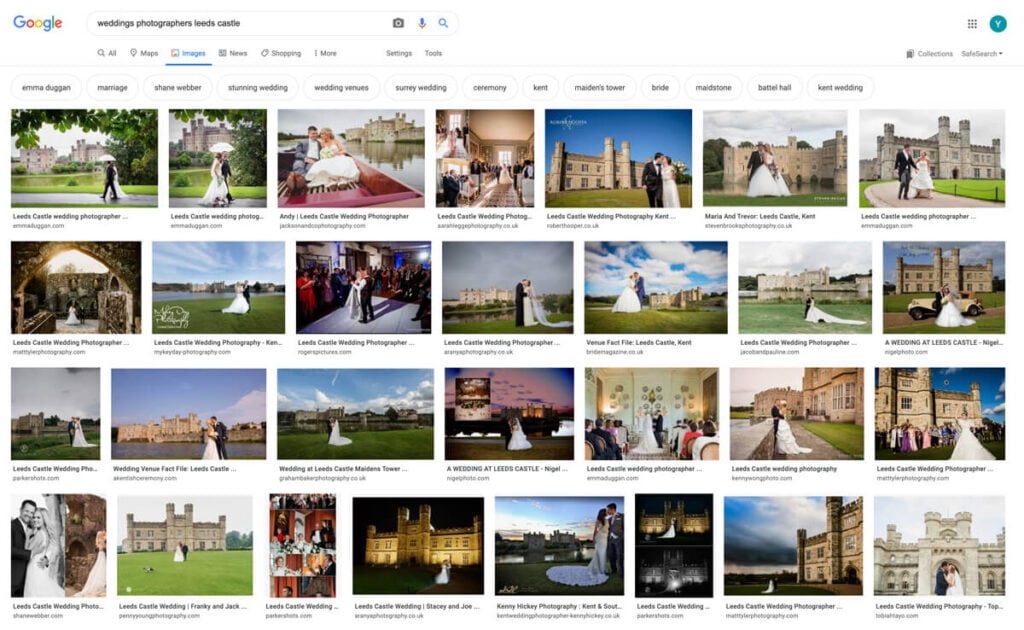 An example of an image search using Google
