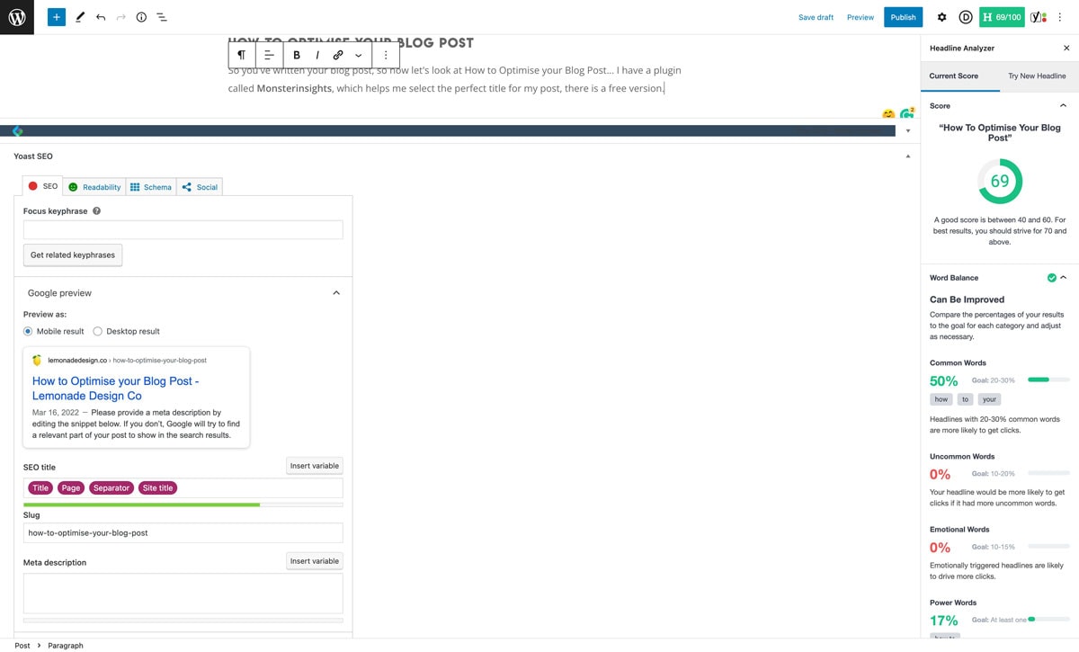 How to optimise you blog post image, how to use Monsterinsights