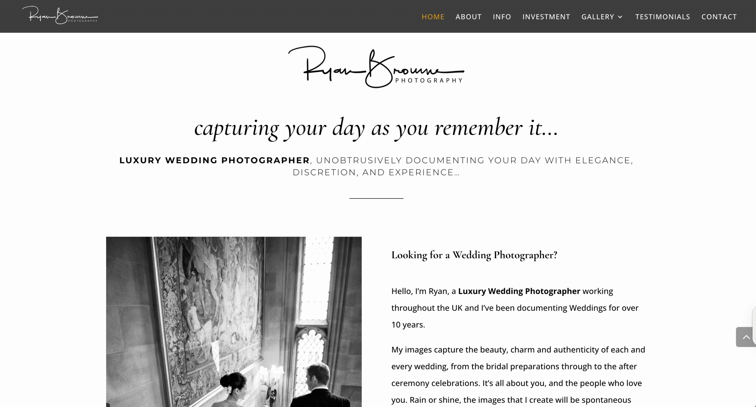 A screenshot of Ryan Browne's website, designed to make a great first impression with it's design 
