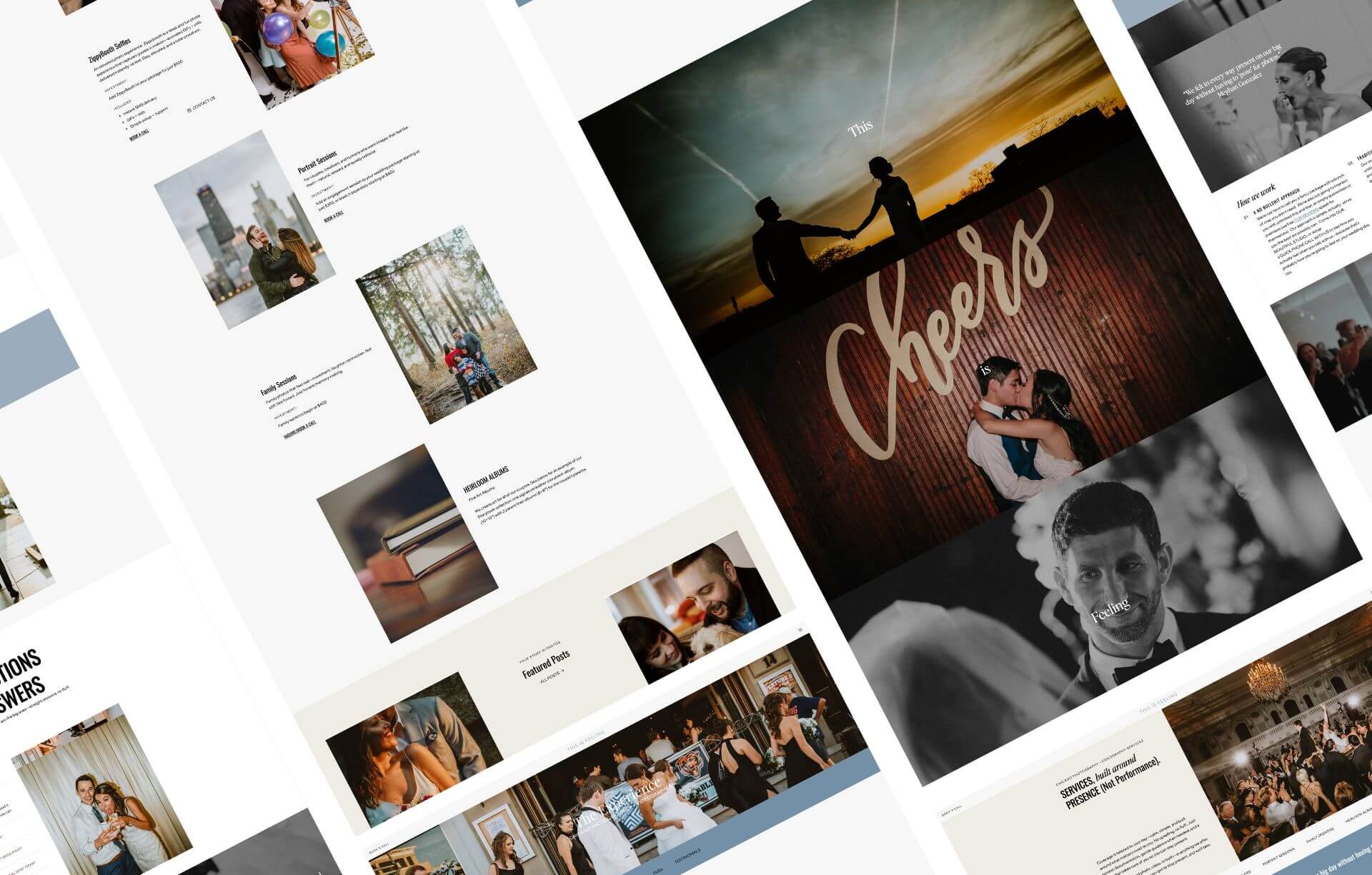 A montage of pages from the This is Feeling website