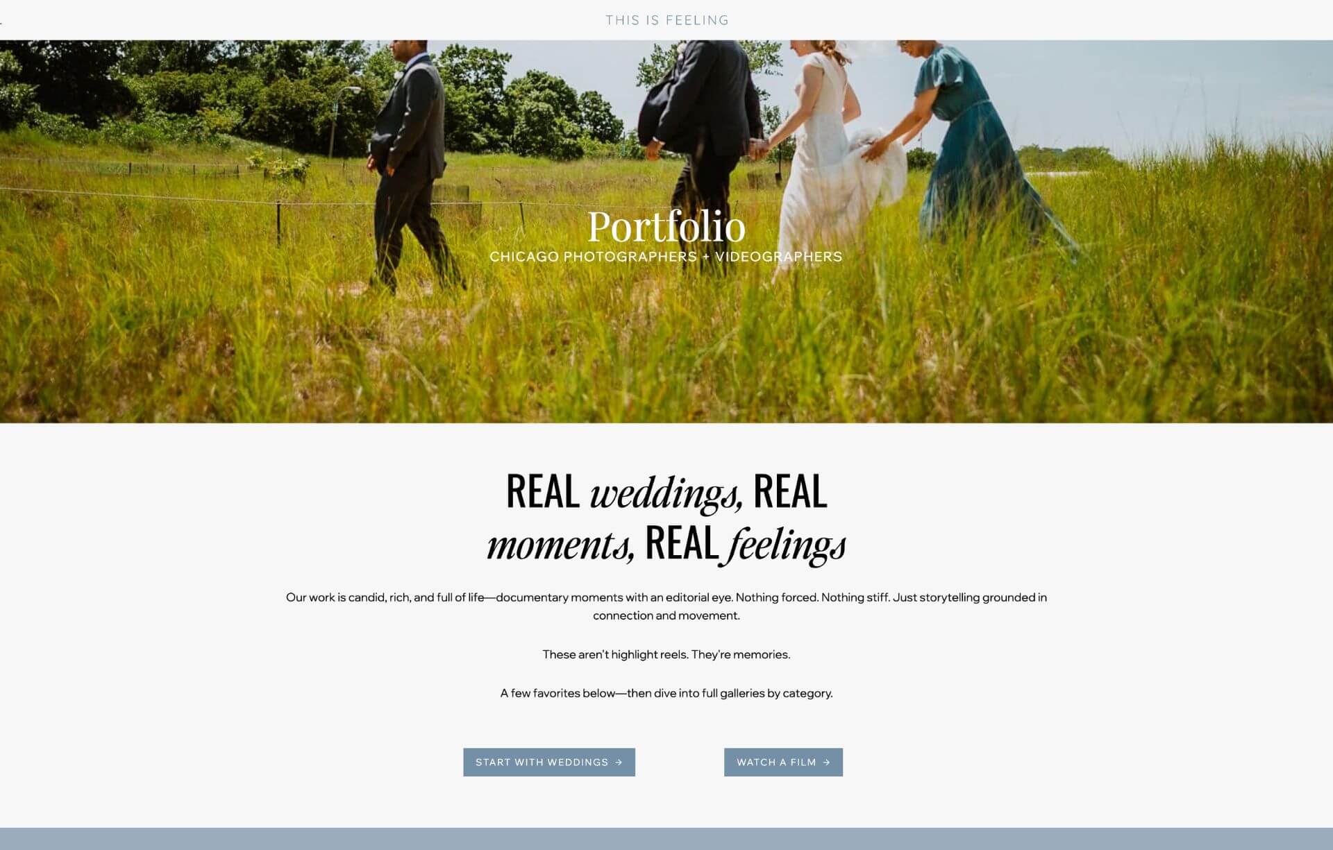 The Portfolio Hero image on the This is Feeling website